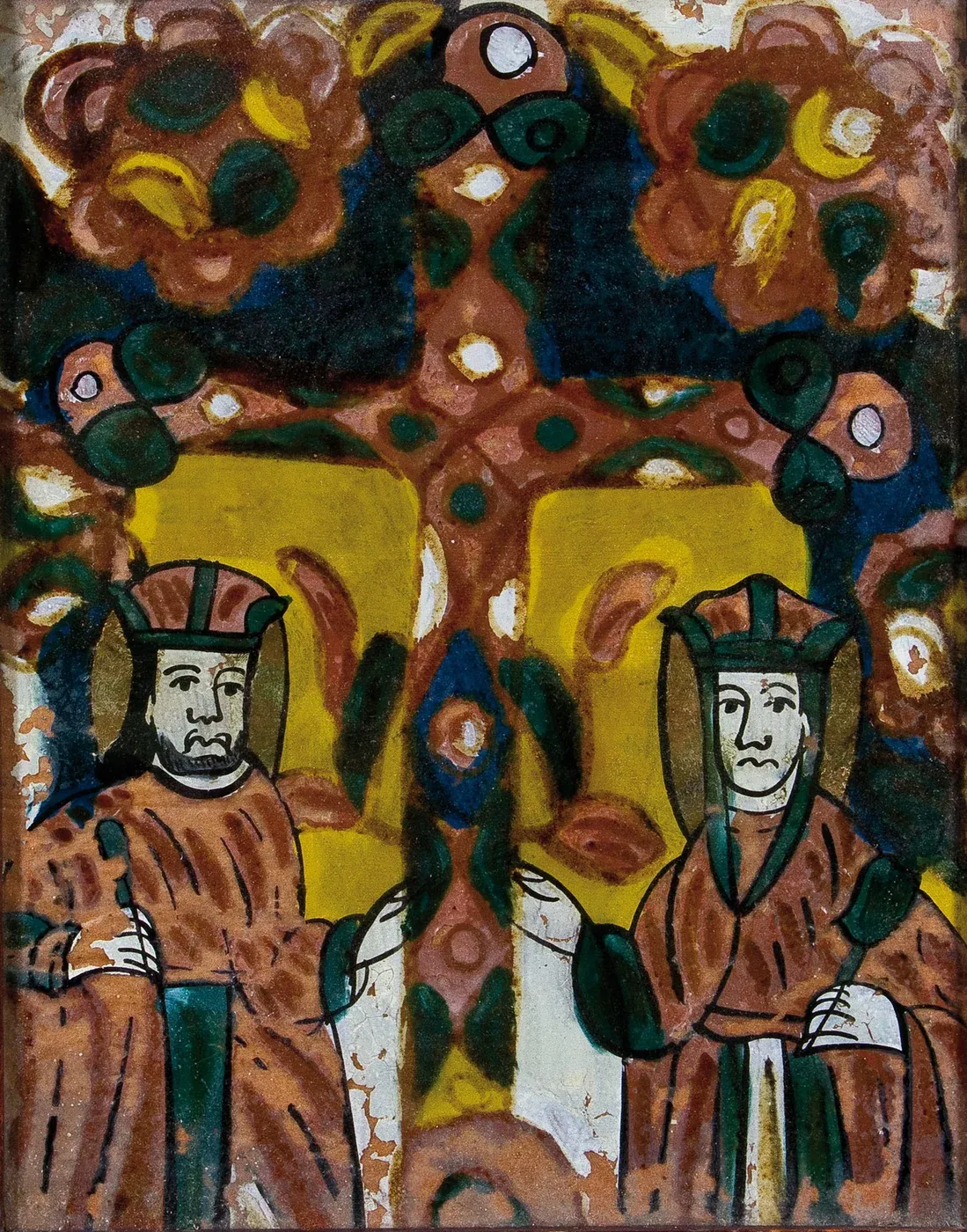 A glass icon from Nicula, “Saints Constantine and Helen”, 28.5 × 23.5 cm, first half of the nineteenth century