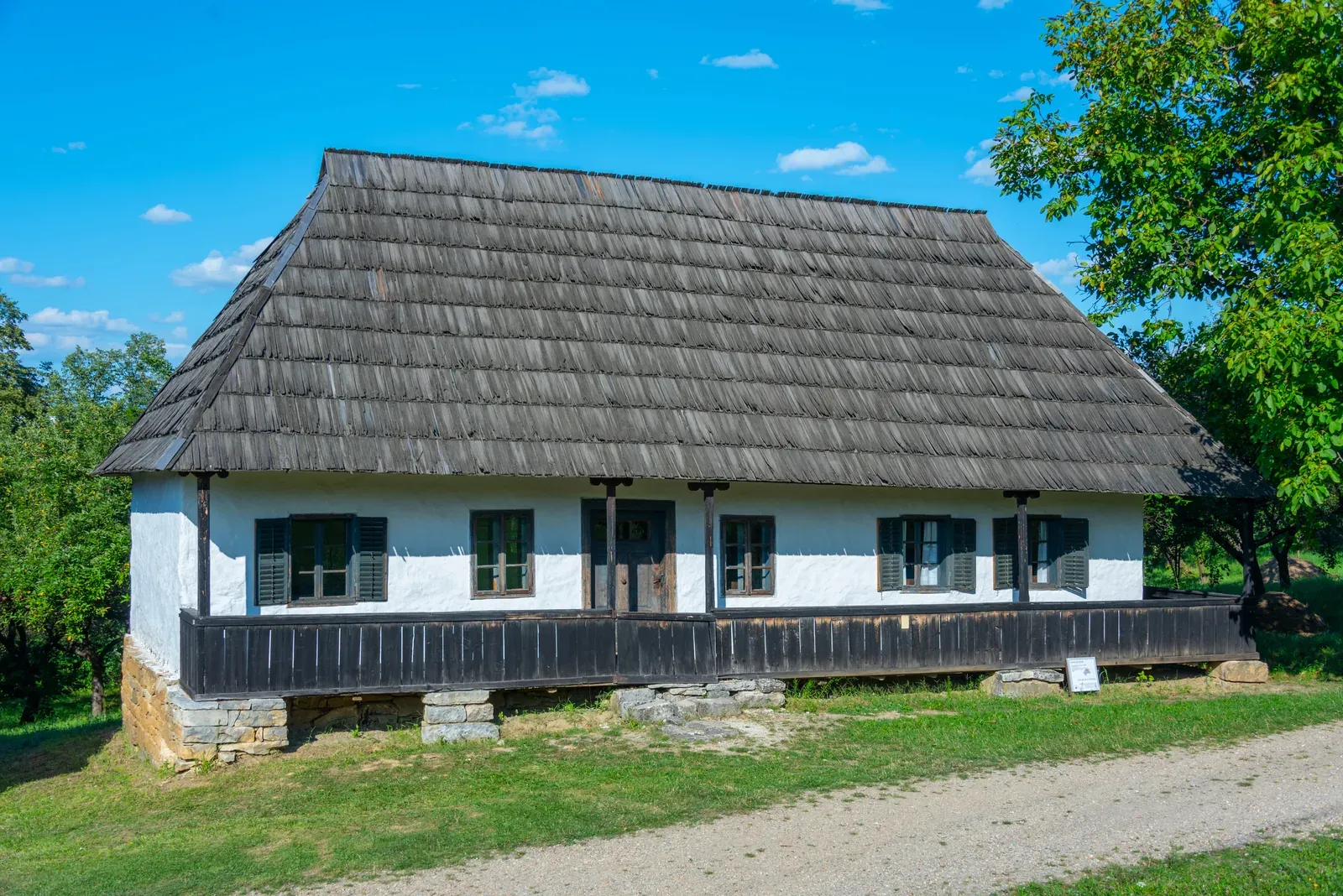 A shingle roof on one of the park's houses, the technique used in the 2025 restorations