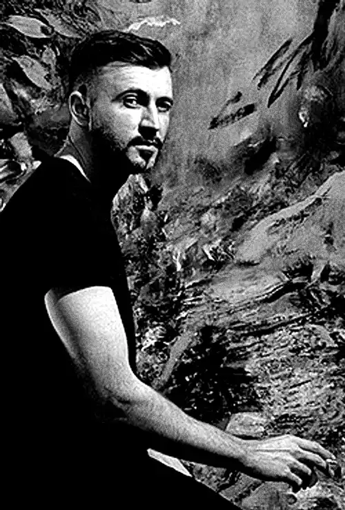 Adrian Ghenie in his Berlin studio, 2014